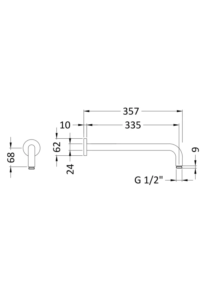 Bc Designs Victrion Straight Wall Shower Arm Brushed Copper detail view - Image 2