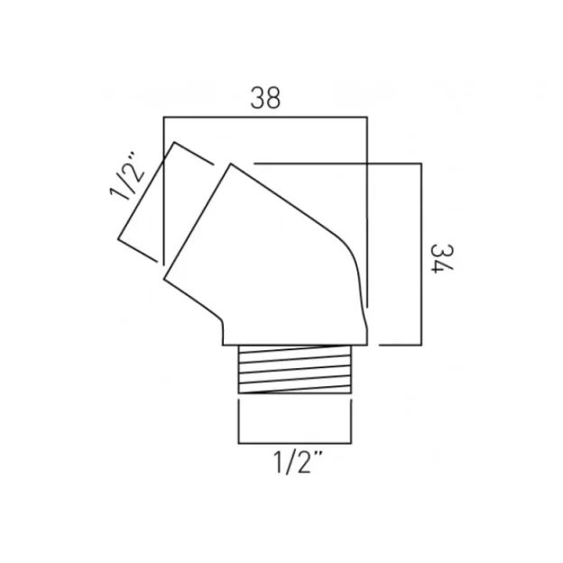 Vado Elbow To Suit Deck Mounted Pull-up Handsets Deck Mounted Chrome detail view - Image 3