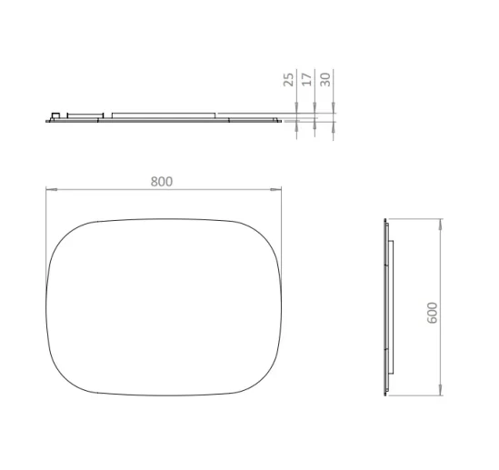 Crosswater Artist Illuminated Mirror 600 X 800 technical drawing - Image 2
