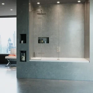 Crosswater Optix 10 Hinged Bath Screen With Inline Panel 90 Left Handed Brushed Nickel