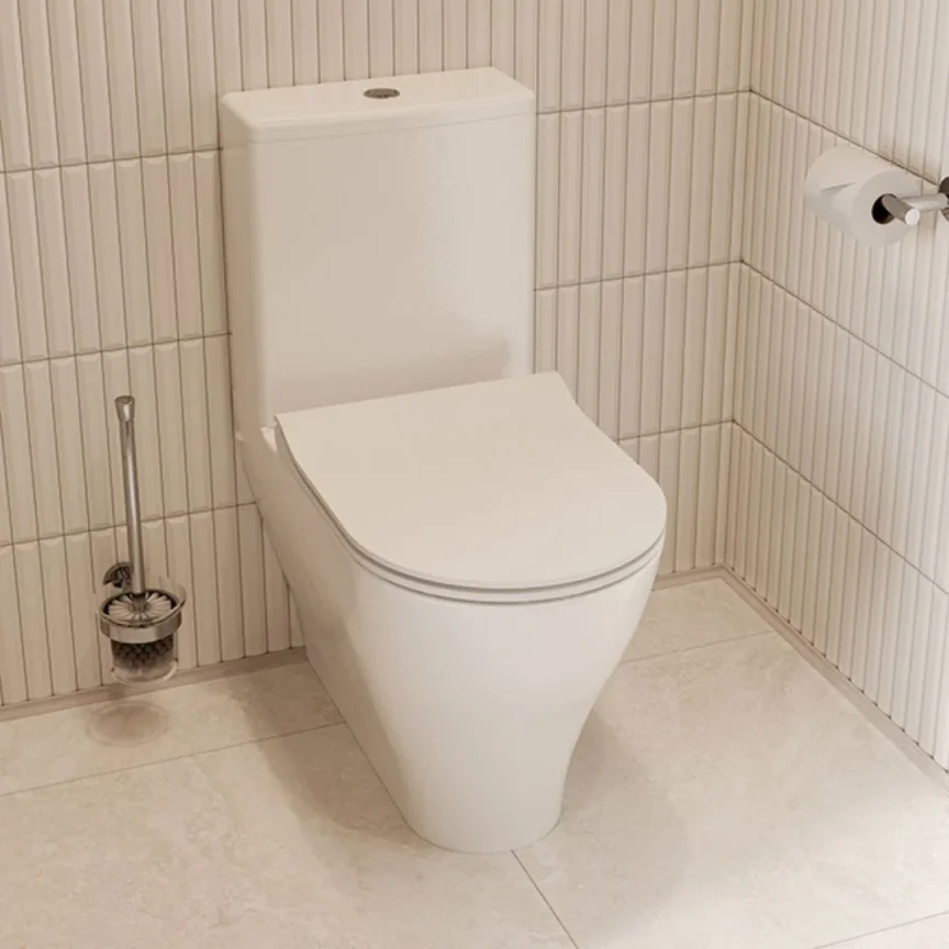 Saneux Austen Close Coupled Left Hand Soil Exit Wc Pan - Rimless