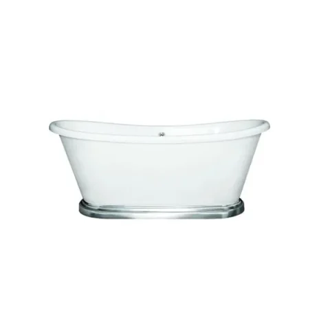 BC Designs Acrylic Boat Freestanding Bath with Plinth Gloss White (Multiple Sizes Available) - Image 1
