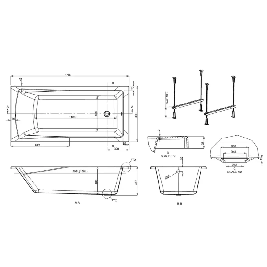 Cleargreen Sustain Acrylic Single Ended Bath (Multiple Sizes) - Image 6