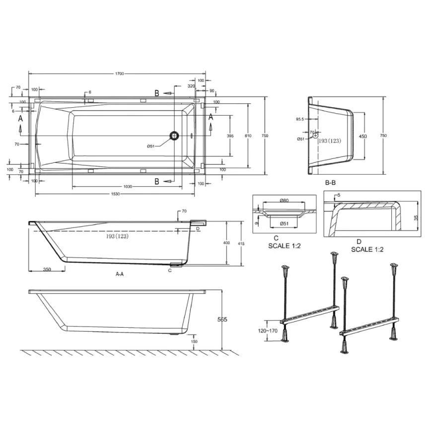 Cleargreen Sustain Acrylic Single Ended Bath (Multiple Sizes) - Image 8