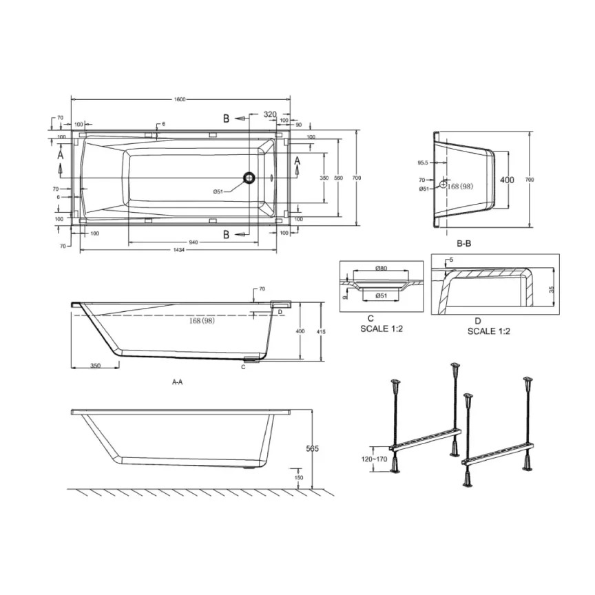 Cleargreen Sustain Acrylic Single Ended Bath (Multiple Sizes) - Image 9
