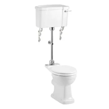 Burlington Medium Level Close Coupled Toilet with 520 Lever Cistern, Flush Pipe & Ornate Brackets (Seat Sold Separately)