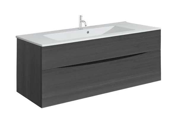 Crosswater Glide II 1000mm Wall Mounted 2 Drawer Vanity Unit with Ceramic Basin Steelwood