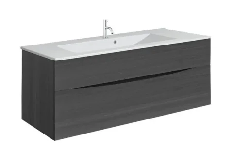 Crosswater Glide II 1000mm Wall Mounted 2 Drawer Vanity Unit with Ceramic Basin Steelwood - Image 1