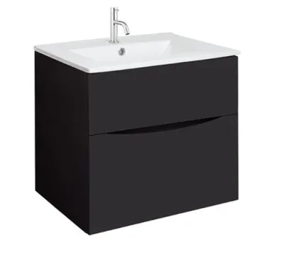 Crosswater Glide II 600mm Wall Mounted 2 Drawer Vanity Unit with Ceramic Basin Matt Black