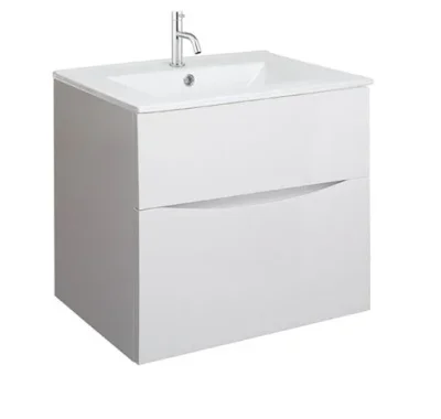 Crosswater Glide II 600mm Wall Mounted 2 Drawer Vanity Unit with Ceramic Basin White Gloss - Image 1