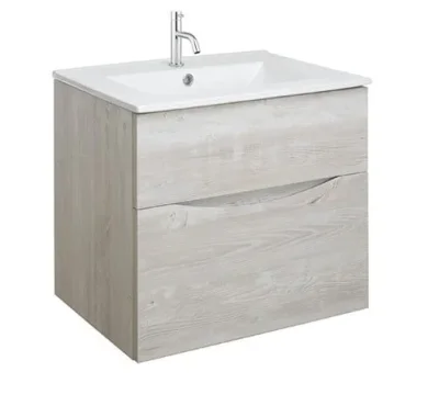 Crosswater Glide II 700mm Wall Mounted 2 Drawer Vanity Unit with Ceramic Basin Nordic Oak - Image 1