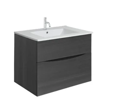 Crosswater Glide II 700mm Wall Mounted 2 Drawer Vanity Unit with Ceramic Basin Steelwood - Image 1