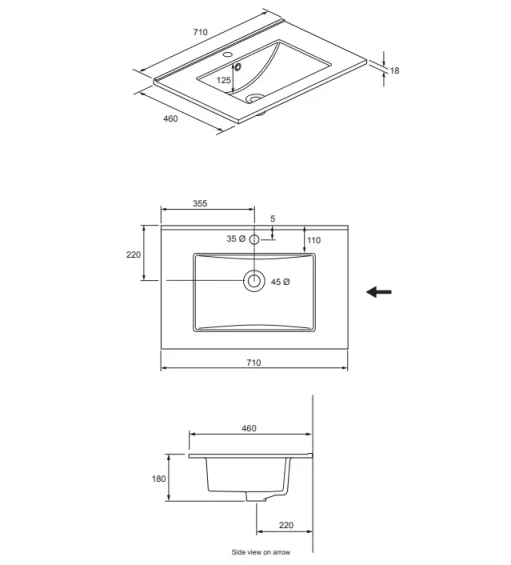 Crosswater Glide II 700mm Wall Mounted 2 Drawer Vanity Unit with Ceramic Basin Windsor Oak - Image 3