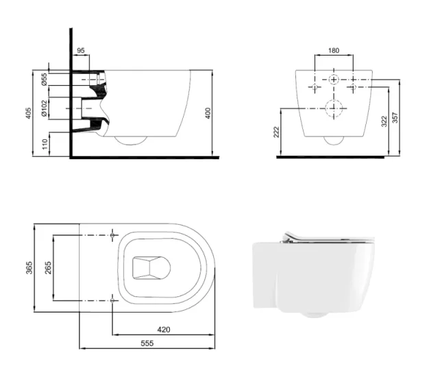 Crosswater Kai X Wall Hung Toilet Pan and Soft Close Seat - Image 4