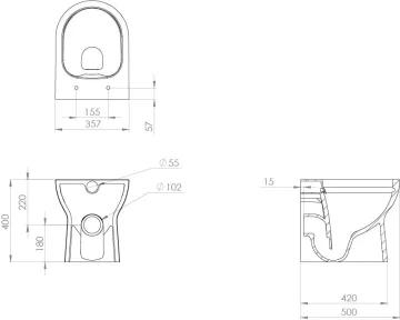 Saneux Air Back to Wall Rimless Toilet Pan and Soft Close Seat - Image 5