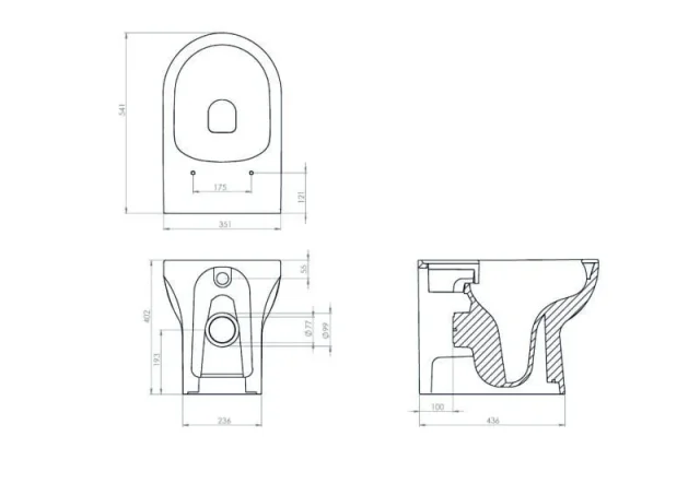 Saneux Austen Back to Wall Rimless Toilet Pan and Soft Close Seat - Image 2