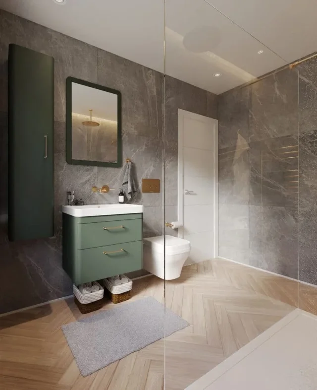 Saneux Hyde 55cm Recessed Mirror Cabinet Matte Sage (Left or Right Hand Available) - Image 2