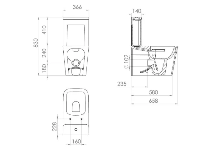 Saneux Matteo Close Coupled Toilet with Rimless Pan, Cistern and Soft Close Seat - Image 4