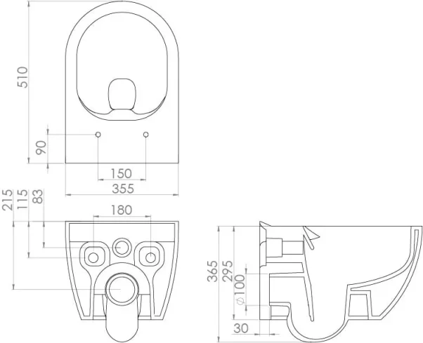Saneux Prague Wall Hung Rimless Toilet Pan and Soft Close Seat - Image 4