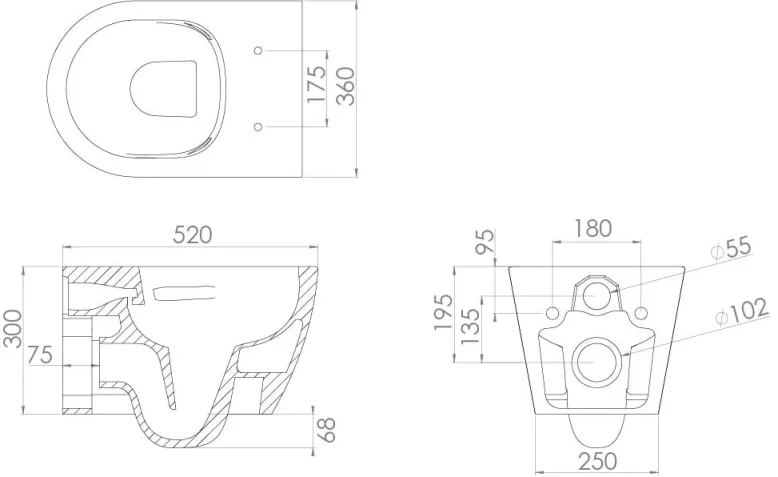 Saneux Uni Wall Hung Rimless Toilet Pan and Soft Close Seat - Image 4