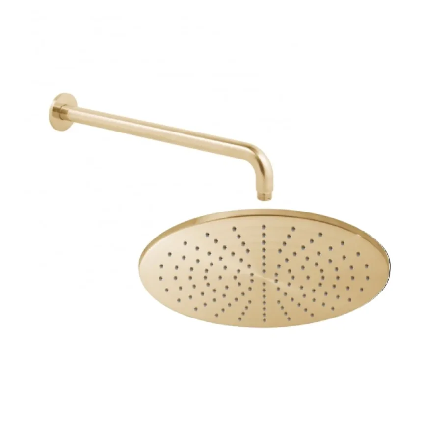 Individual By Vado Single Function Round 300mm Shower Head with Shower Arm Brushed Gold - Image 1