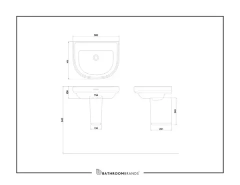 Burlington Riviera Semi Pedestal White detail view - Image 2