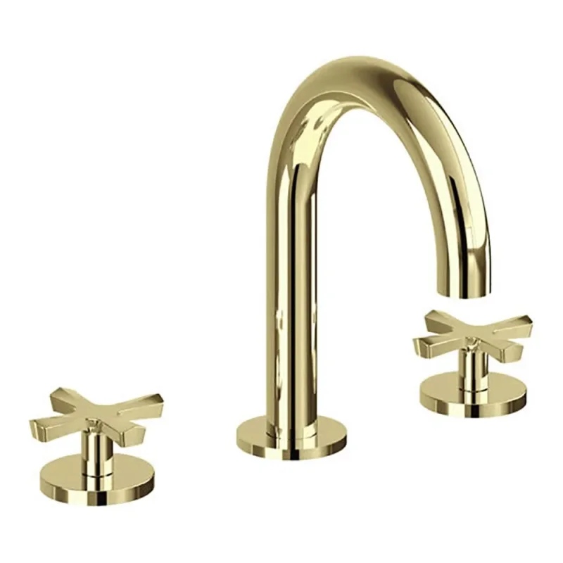 Burlington Riviera 3 Hole Deck Basin Mixer Gold detail view - Image 1