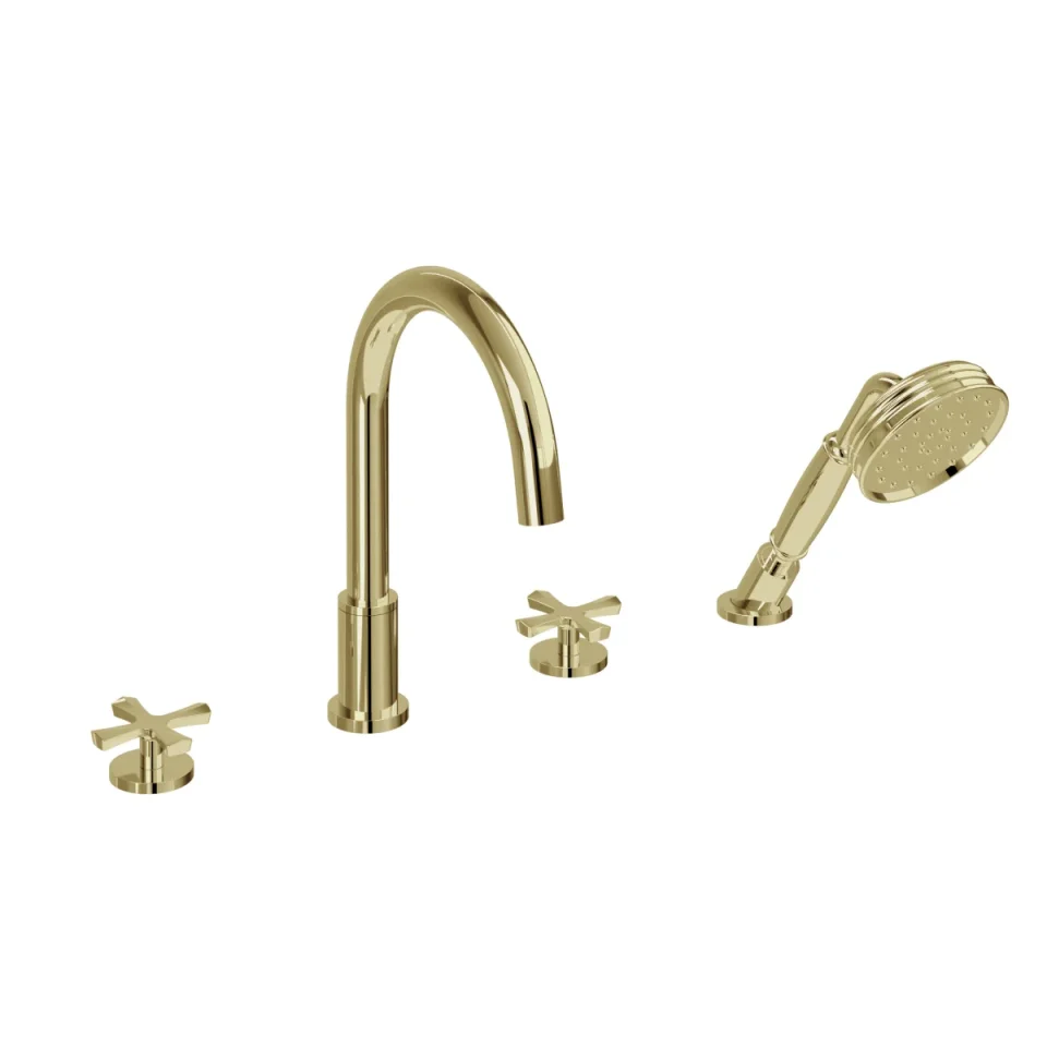 Burlington Riviera 4 Hole Bath Set Gold detail view - Image 1