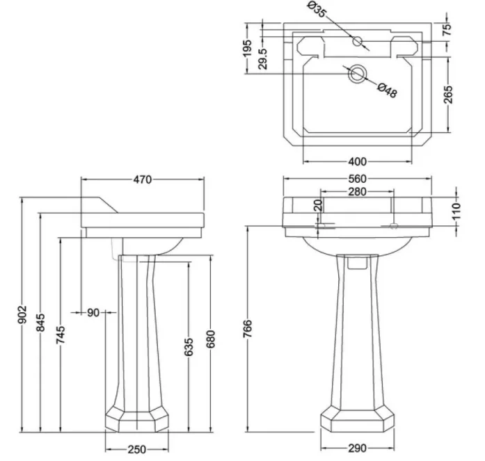 Burlington Standard Pedestal Botanical detail view - Image 2
