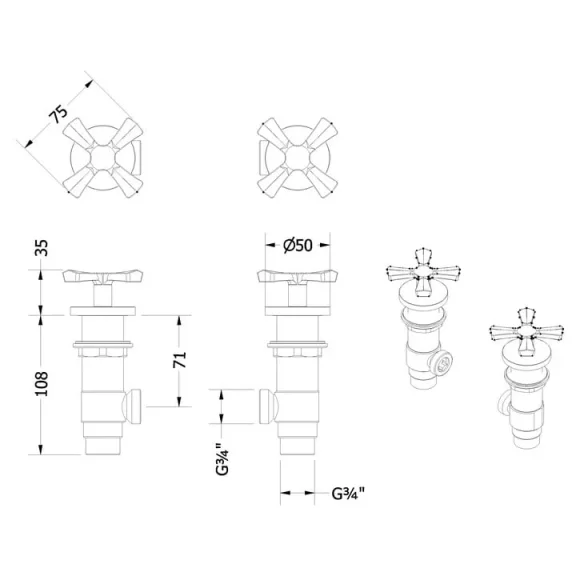 Burlington Riviera Deck Mounted Panel Valves Chrome detail view - Image 3