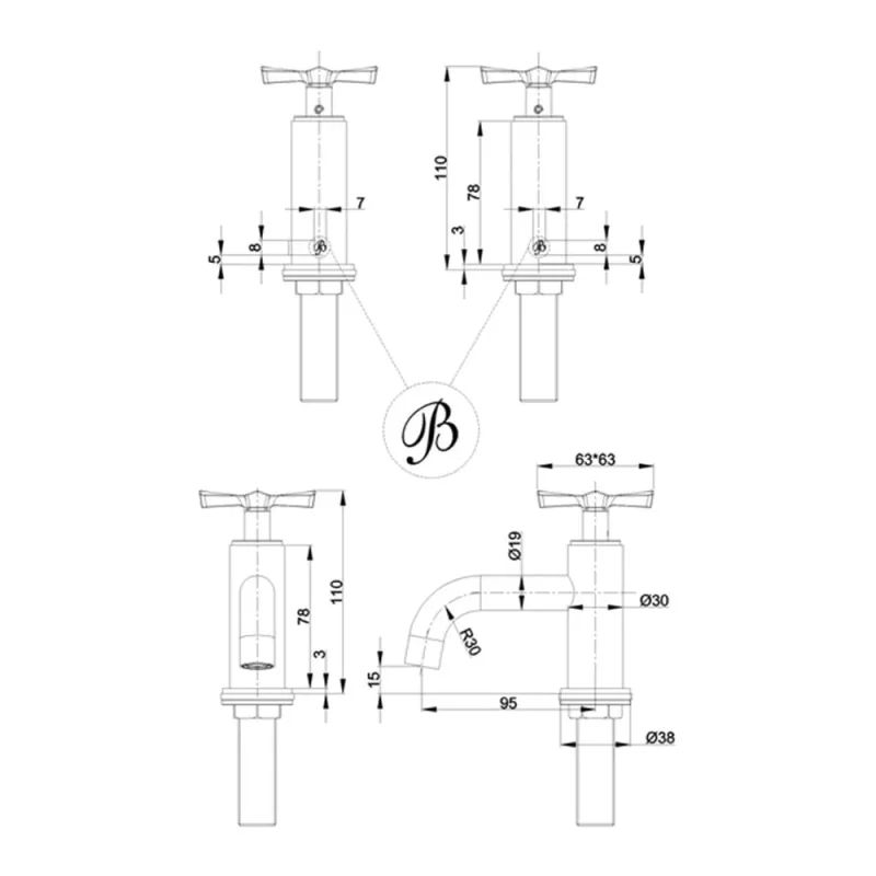 Burlington Riviera Basin Pillars Gold detail view - Image 2