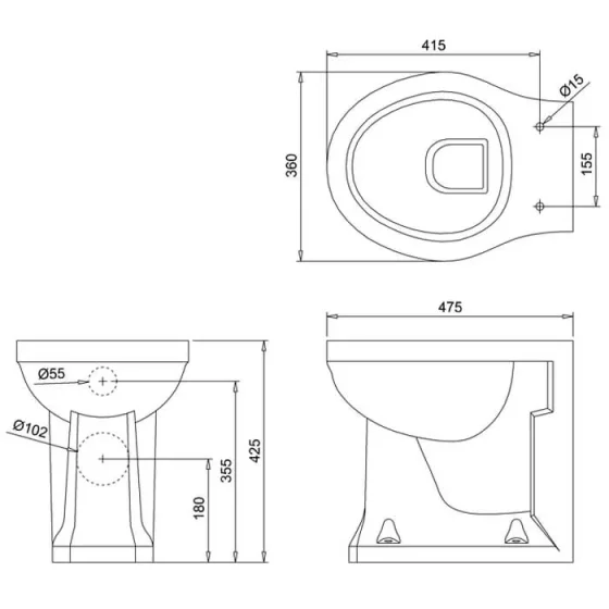 Burlington Back To Wall Pan Blossom detail view - Image 2