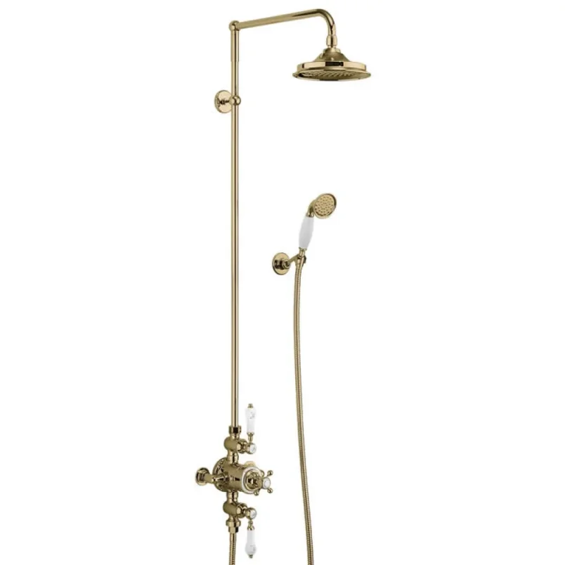 Burlington Avon 2 Outlet Shower Gold With 9" Head detail view - Image 1