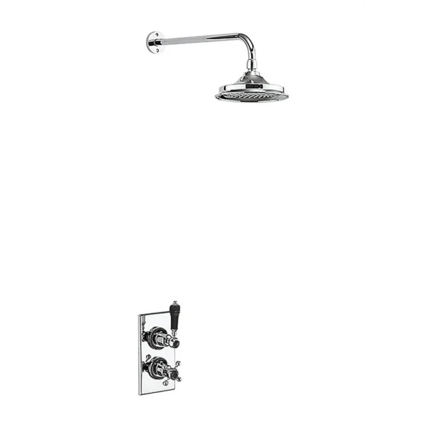 Burlington Trent Single Outlet Concealed Shower Valve Set With 9" Shower Head - Black Indices