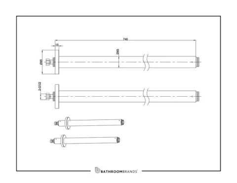 Burlington Bath Floor Standing Bath Legs Chrome detail view - Image 2