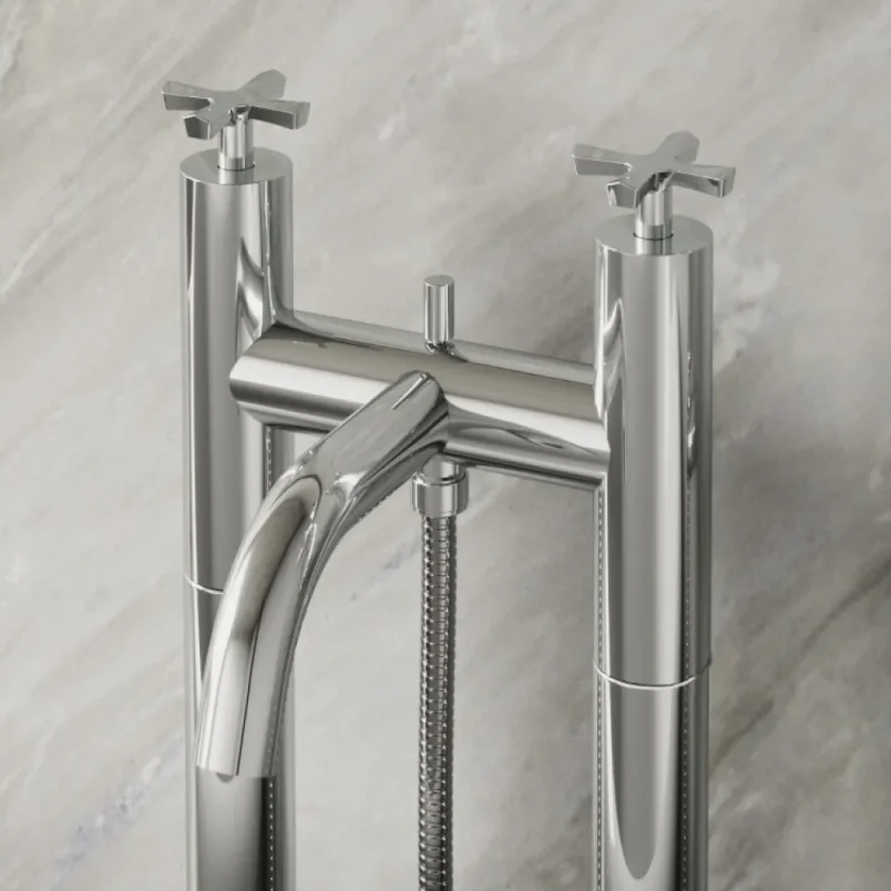 Burlington Bath Floor Standing Bath Legs Chrome detail view - Image 3