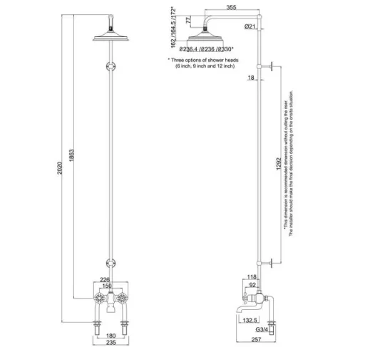 Burlington Tay Thermo Bath Shwer Mixer Deck Mount detail view - Image 2