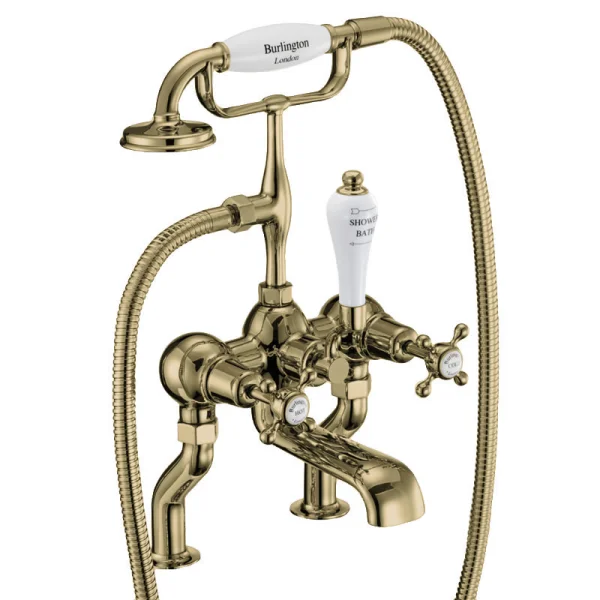 Burlington Claremont Qt Deck Bath Mixer Gold