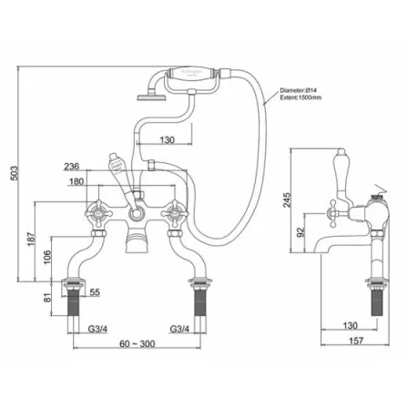 Burlington Claremont Qt Deck Bath Mixer Gold detail view - Image 2