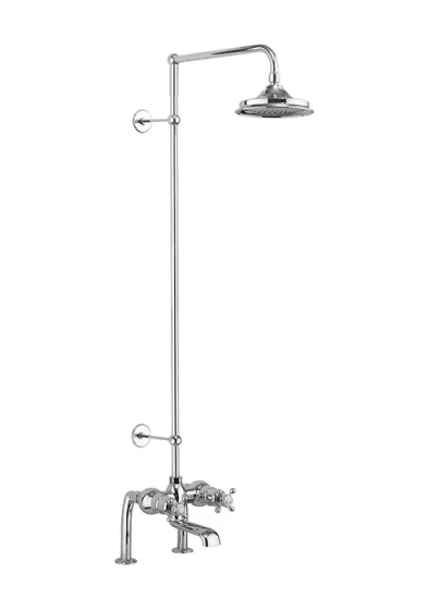 Burlington Bath Shower Mixer Deck Mounted & Arm Chrome detail view - Image 1