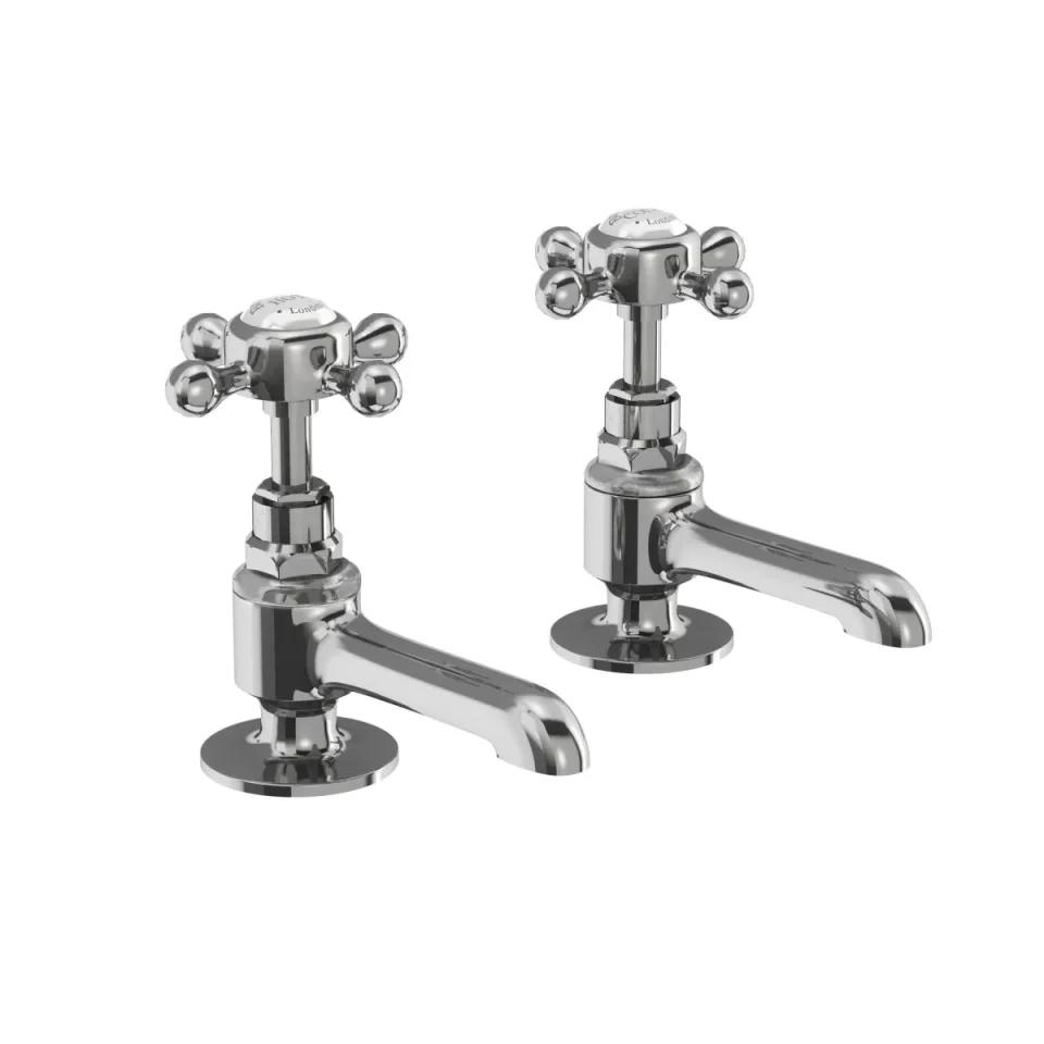 Burlington Stafford Quarter Turn Long Nose Basin Tap Chrome detail view - Image 1