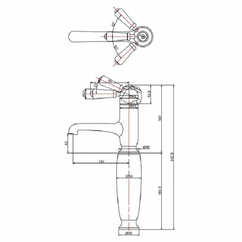 Burlingtonchelsea Tall Straight Basin 1 Tap Hole detail view - Image 2