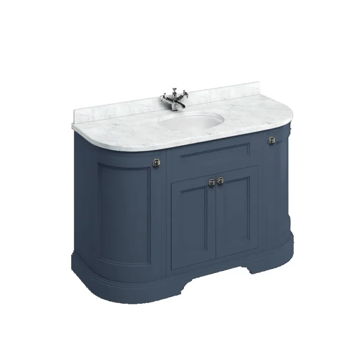 Burlington 134 Curved Vanity Unit With Doors Blue detail view - Image 2