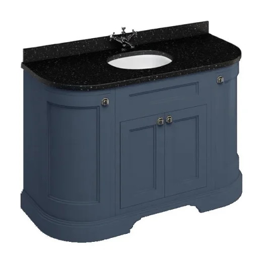Burlington 134 Curved Vanity Unit With Doors Blue detail view - Image 3