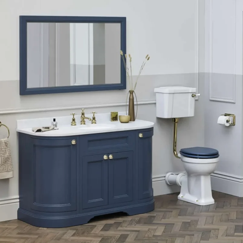 Burlington 134 Curved Vanity Unit With Doors Blue detail view - Image 4