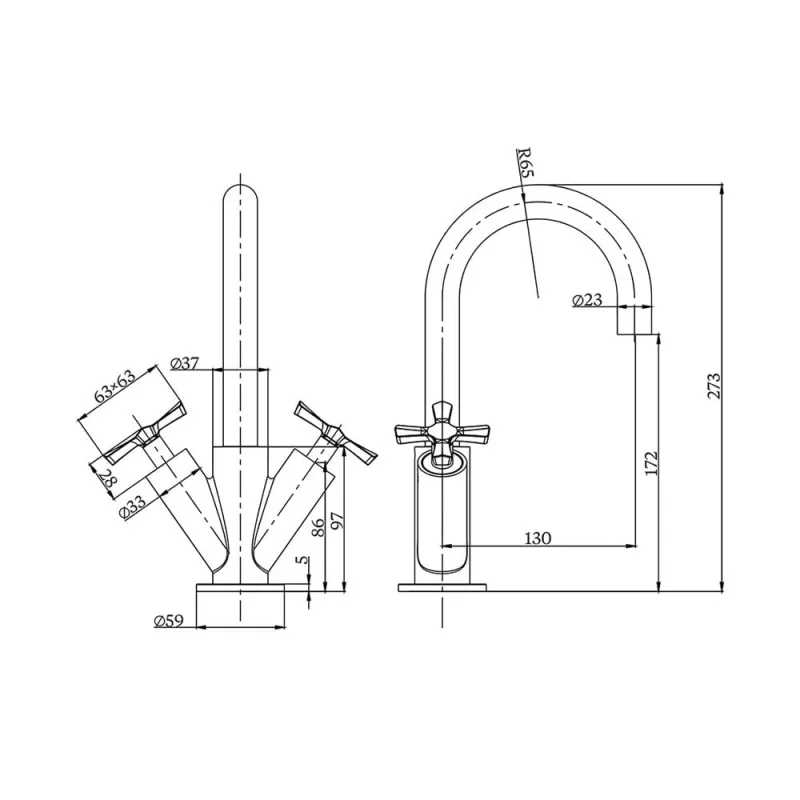 Burlington Riviera Mono Basin Mixer Gold detail view - Image 2