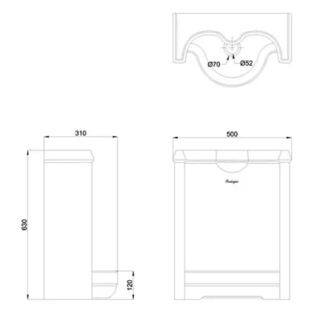 Burlington Whitcomb Urinal With Bracket detail view - Image 2