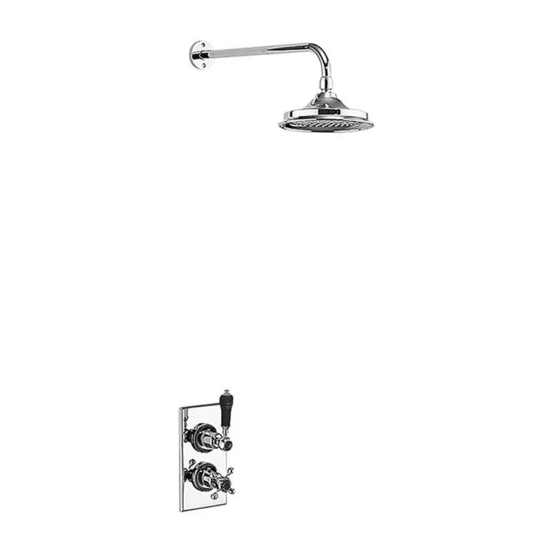 Burlington Trent Single Outlet Concealed Shower Valve Set With 12" Shower Head - Black Indices detail view - Image 1