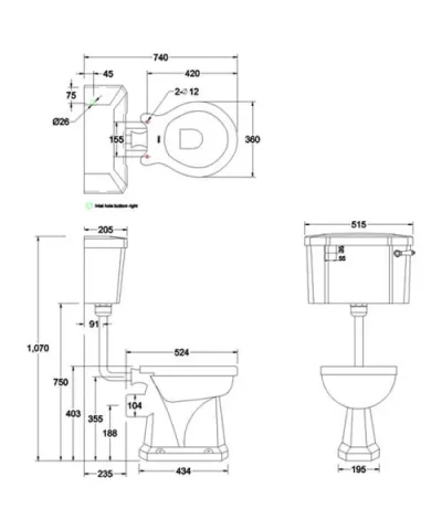Burlington Low/high Level Pan Blossom detail view - Image 2