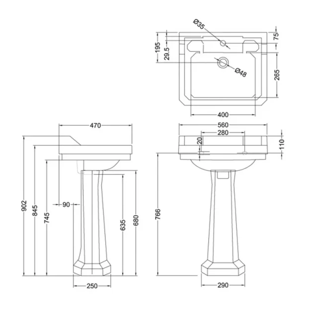Burlington Standard Pedestal Alaska Blue detail view - Image 2